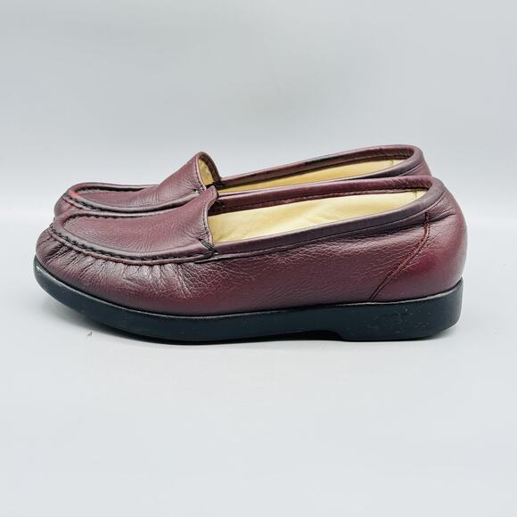 SAS Shoes Womens 6.5 WW Burgundy Leather Tripad Comfort Loafers Slip On Moc Toe - Picture 4 of 11